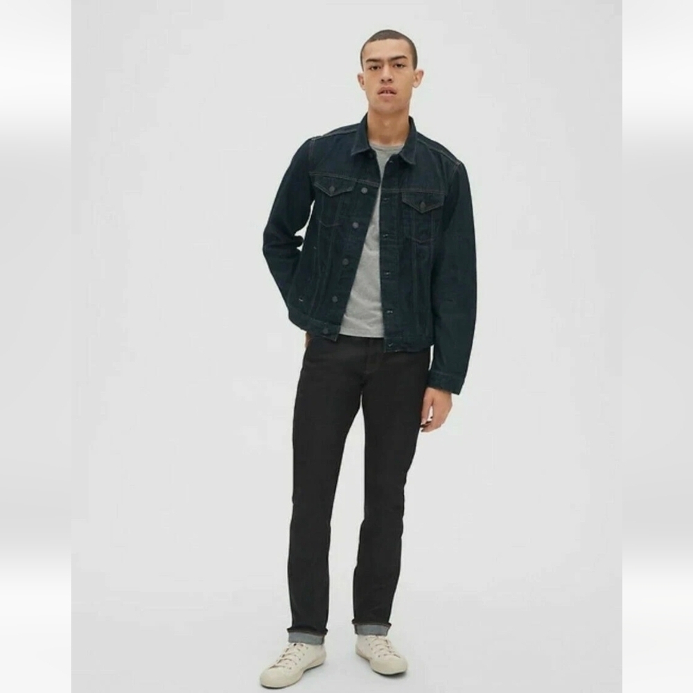 Gap Denim Icon Mens Dark Indigo Wash 100% Cotton Jacket Size Medium Casual - Picture 3 of 14